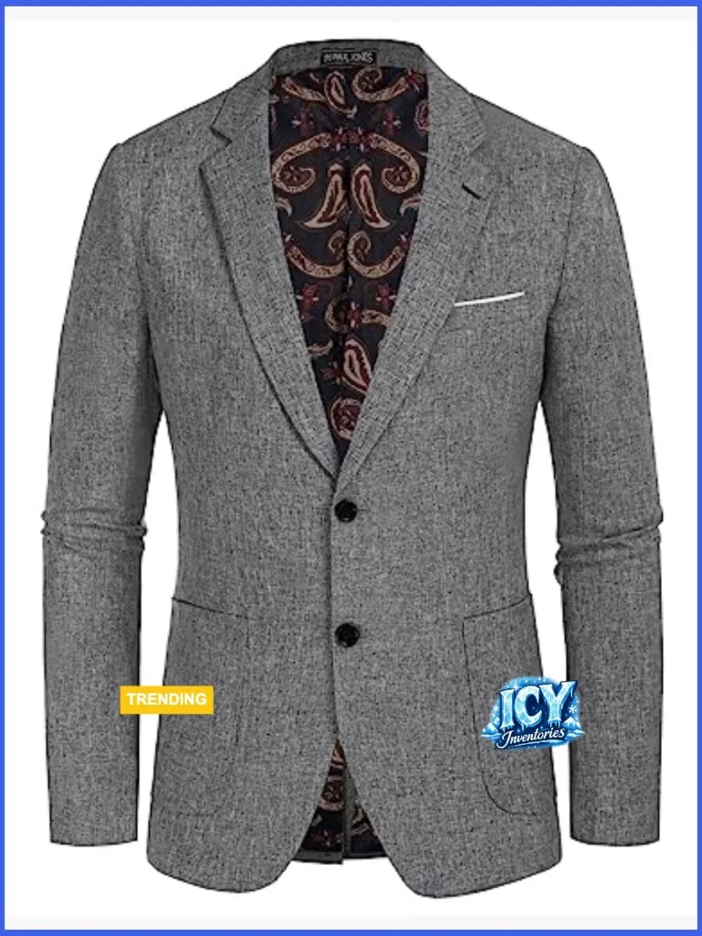 Lightweight Polyester Blazer Sport Coat Two Buttons Notch Lapel